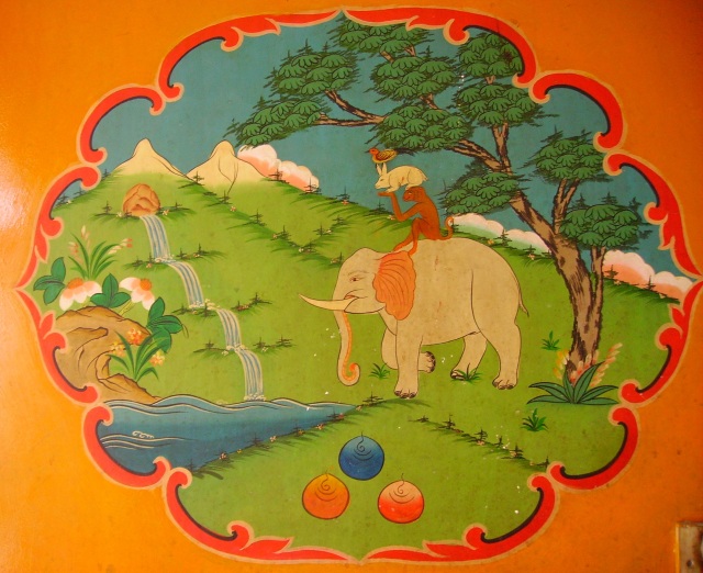 The Four Harmonious Animals Friend Embroidered Tibetan Door Curtain